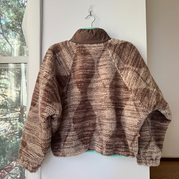 New Free People Hit The Slopes Printed Fleece Pullover Jacket Brown Solstice XS - Picture 6 of 11